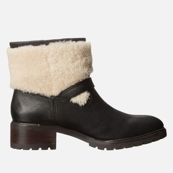 Coach Gabriella Boot 8 Black Natural Leather/Shearling Ankle Boots Sz 7.5 37.5 - Picture 3 of 11